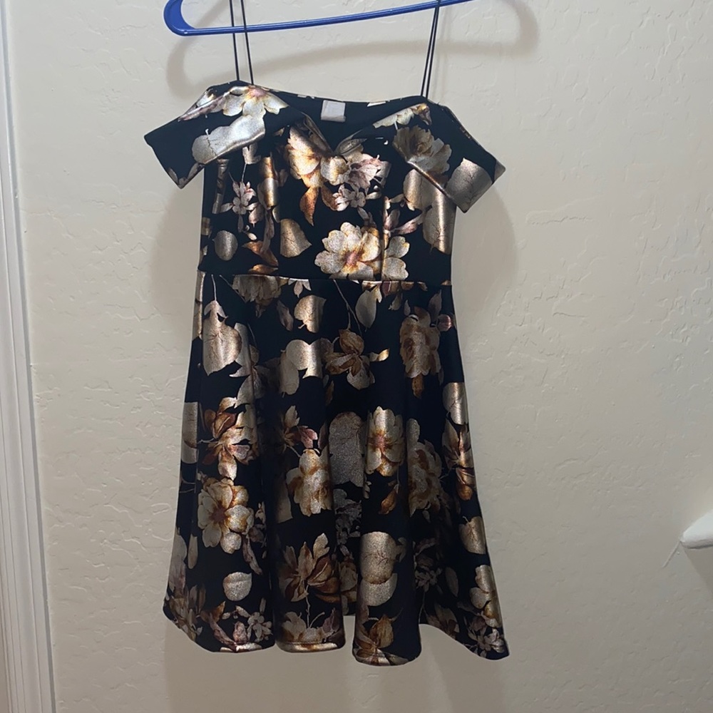 Black golden floral dress